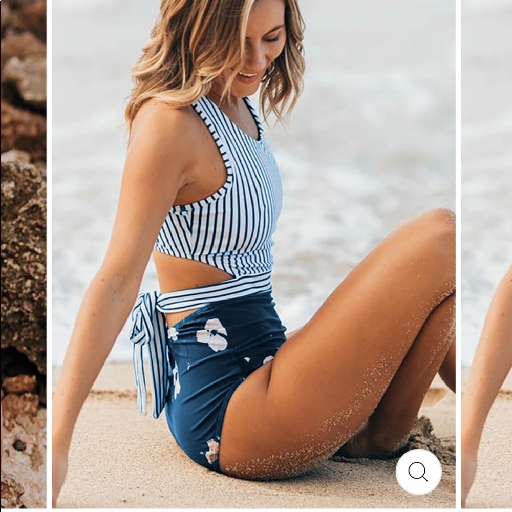 Swimod one piece floral swimsuit.